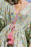 Miss June - Mini Kaftan Dress Indiah in Aqua - OutDazl