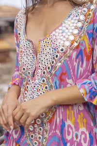 Miss June - Miss June Kaftan Dress Fresh in Pink Multi - OutDazl