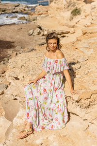 Miss June - Miss June Maxi Dress Roses in Green - OutDazl