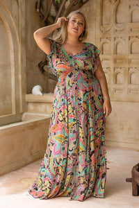 Miss June - Miss June Maxi Print Dress Absinthe - OutDazl