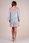 Miss June - Miss June Off Shoulder Print Dress Gina - OutDazl