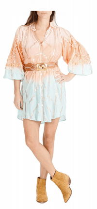 Miss June - Miss June Ombre Shirt Dress Coral - OutDazl