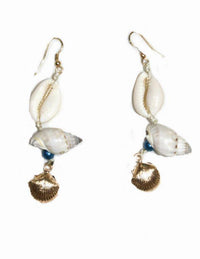 Miss June - shell drop earrings with Blue beads - OutDazl