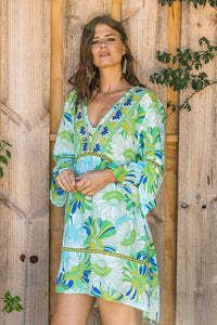 Miss June - Tropical print mini Dress Bennie - OutDazl