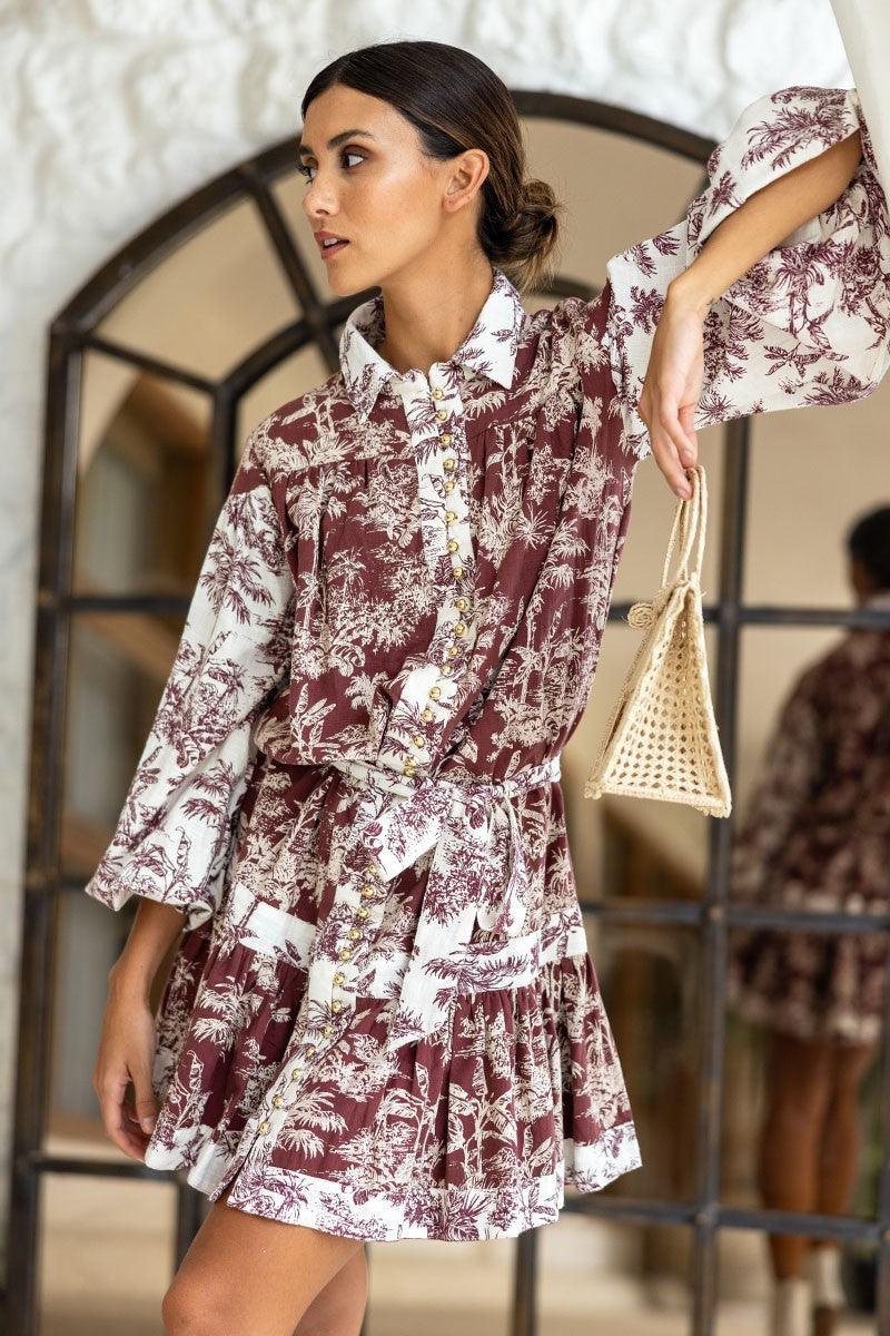 Miss June - Tropical Print Mini Dress Eleanor - OutDazl