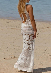 Miss June - White Max Crochet Dress Angel - OutDazl