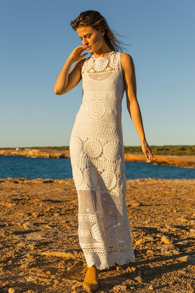 max crochet dress Miss-June Maxi lace white Dress OutDazl