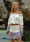 Miss June - White print Mini skirt Utopia - OutDazl