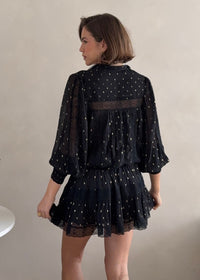 Lace Trimmed Mini Dress Moncur in Black Lurex