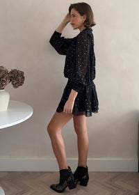Lace Trimmed Mini Dress Moncur in Black Lurex