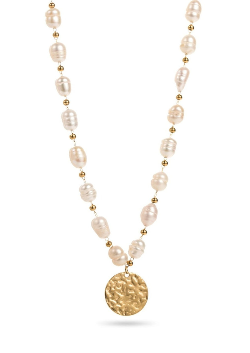 Mother of Pearl Necklace with Coin Charm