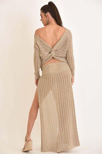 Muche & Muchette - Elba Lurex Gold Maxi Slit Skirt - OutDazl