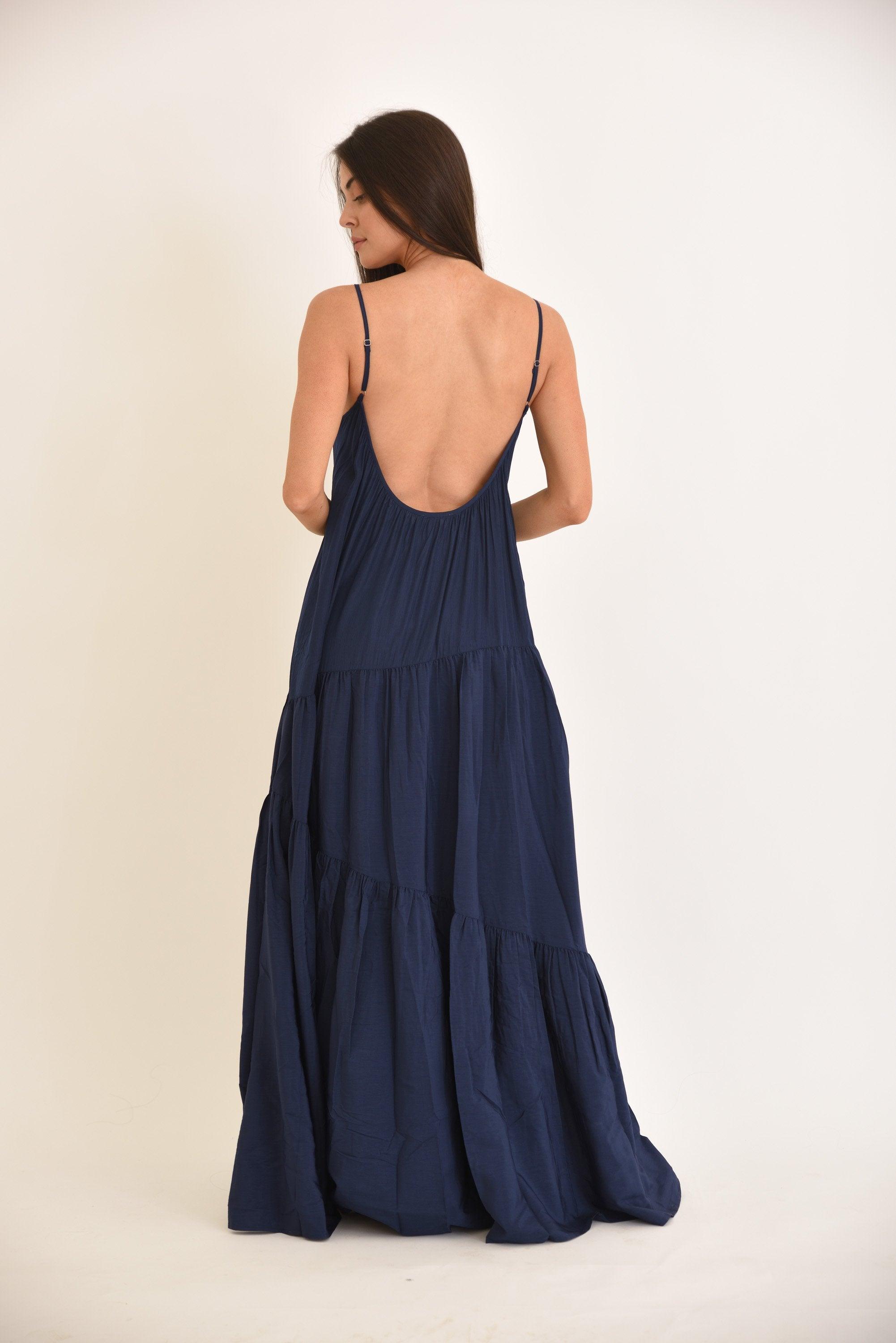 Dark blue clearance backless dress