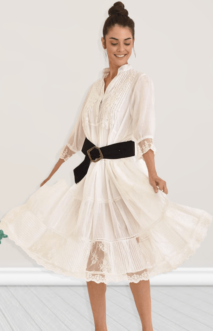 Muche & Muchette - Jolene Cotton Voile Dress in White - OutDazl