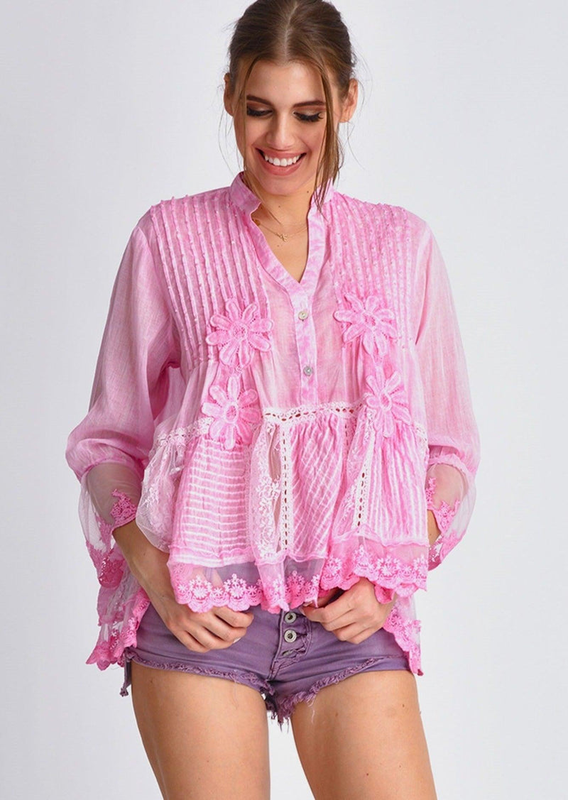 Muche & Muchette - Jolene Cotton Voile Top in Pink - OutDazl