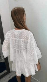 Muche & Muchette - Leonie Eyelet Smocked Waist Mini Skirt in White - OutDazl