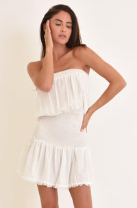 Muche & Muchette - Live Smocked Waist Mini Dress in White - OutDazl