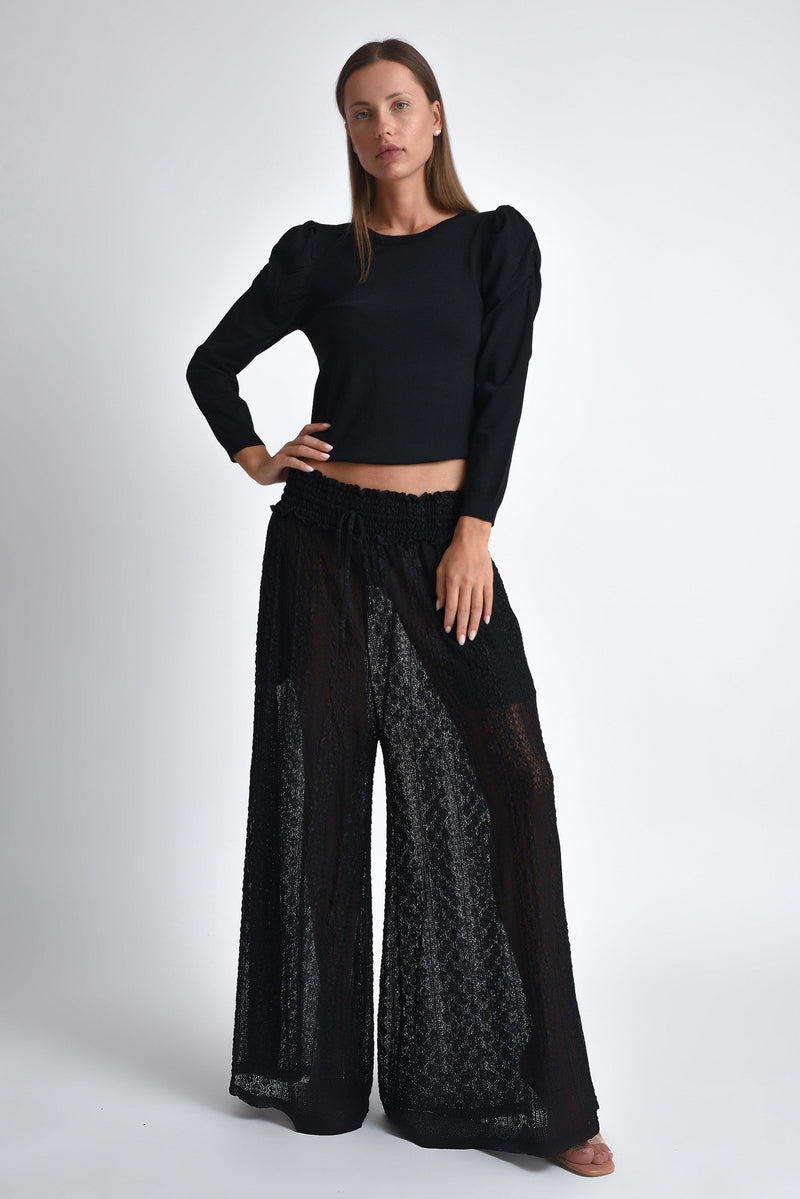 Muche & Muchette - Valentino Stretchy Lace Pants Cover Up in Black - OutDazl