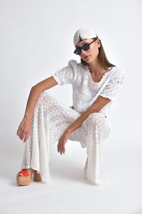 Muche & Muchette - Valentino Stretchy Lace Pants Cover Up in White - OutDazl