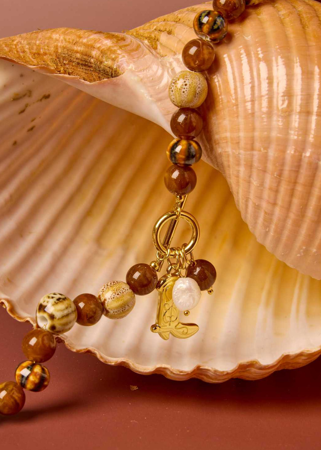 Beaded Necklace with Charms