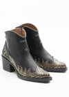 Nemonic Atlanta Leather Ankle Boots in Black with Gold