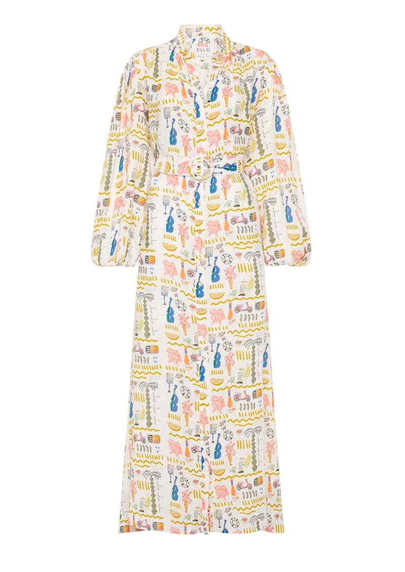 Linen Maxi Print Dress Noddy