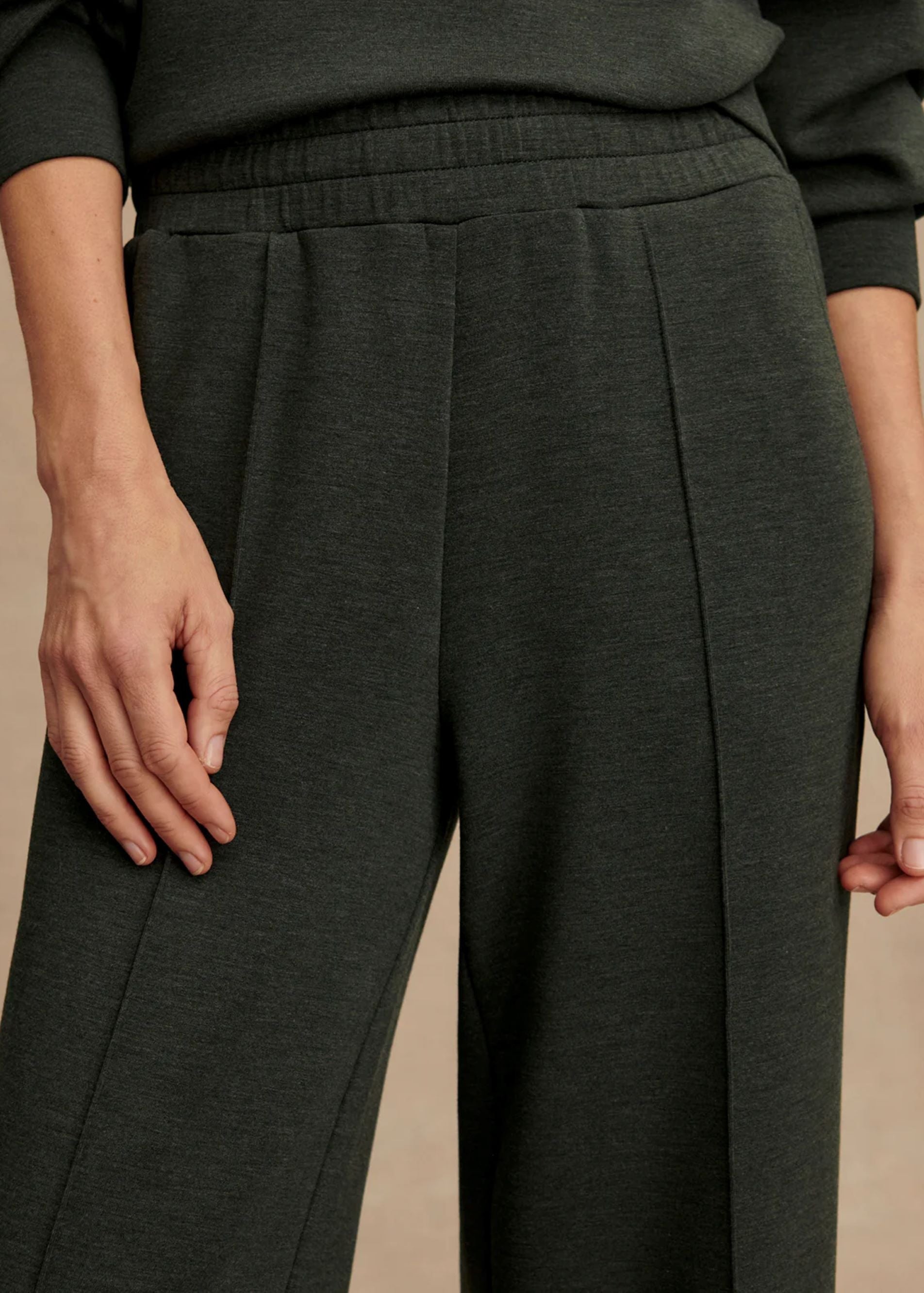 The Wide Leg Pant in Olive Marl
