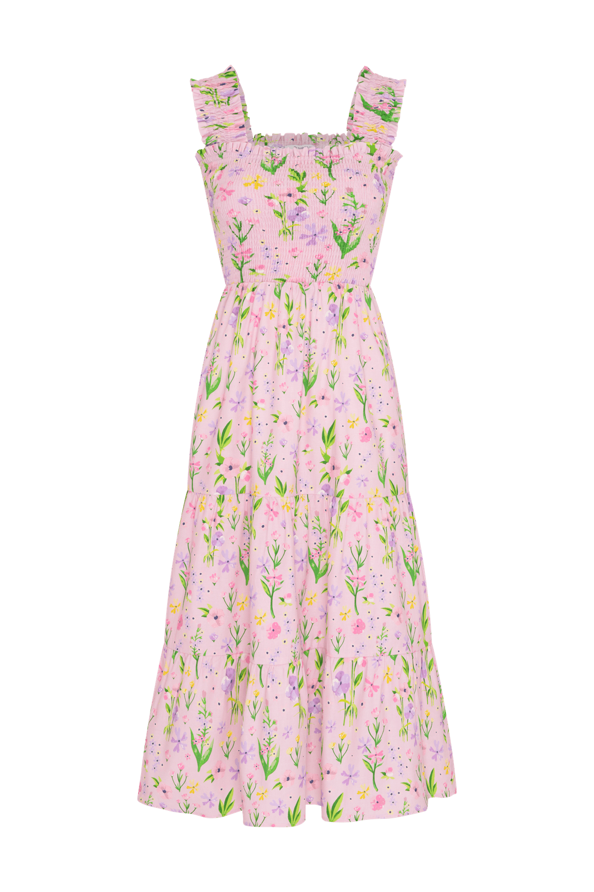 Olivia Rubin - Josie Pink Garden Floral Midi Dress - OutDazl