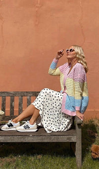 Olivia Rubin - Mika Pastel Colourblock Crochet Cardigan - OutDazl