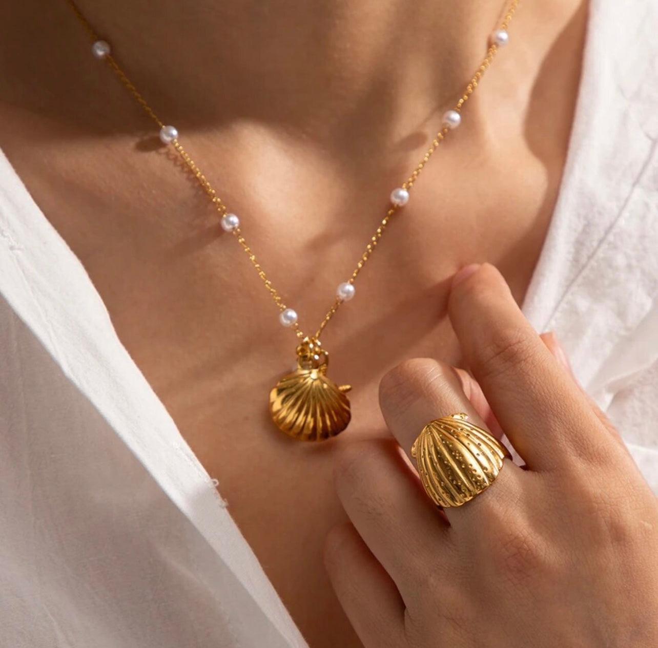 Pendant Shells Jewellery Shop 18K Gold Plated Star And Seashell