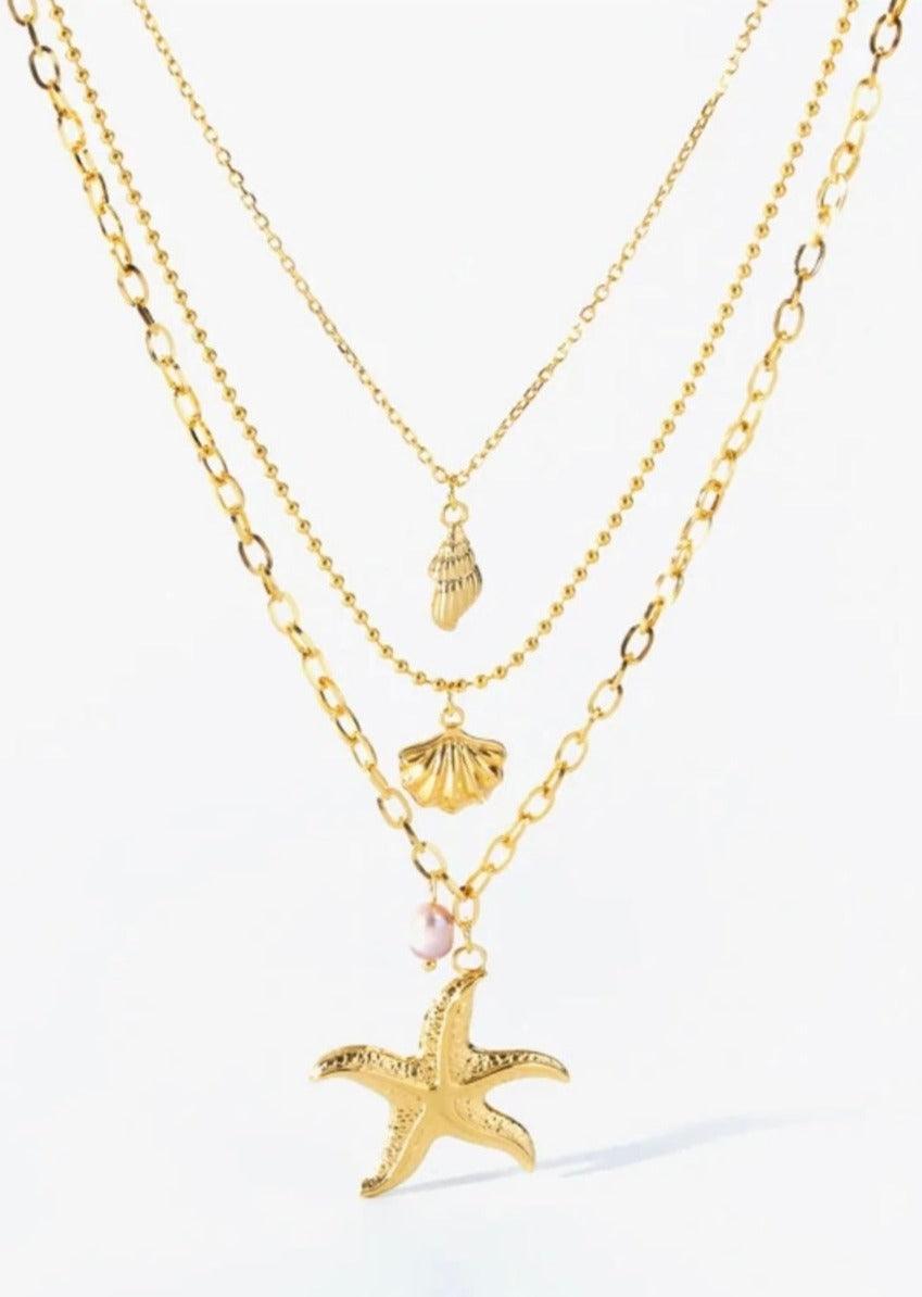 OutDazl - 3 Tier Starfish Necklace - OutDazl