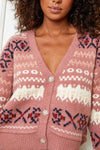 OutDazl - Aztec Print Cardigan in Pink - OutDazl