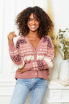 OutDazl - Aztec Print Cardigan in Pink - OutDazl