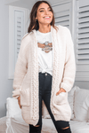 OutDazl - Cable Knit Cardigan Miracle in Cream - OutDazl