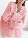 OutDazl - Chunky open knit Cardigan Luna in Pink - OutDazl