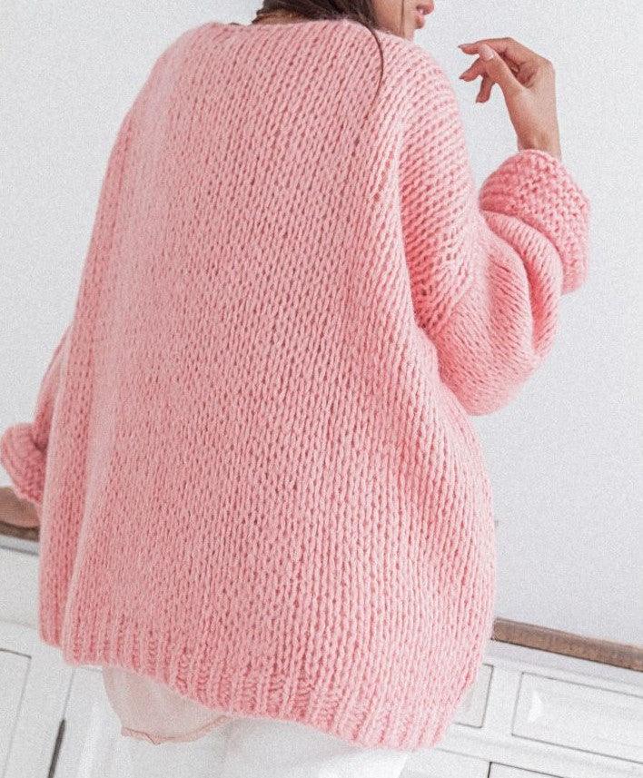 Chunky open knit Cardigan Luna in Pink – OutDazl