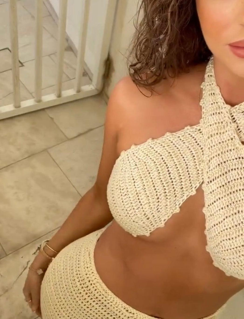 OutDazl - Cream Crochet Set Mykonos - OutDazl