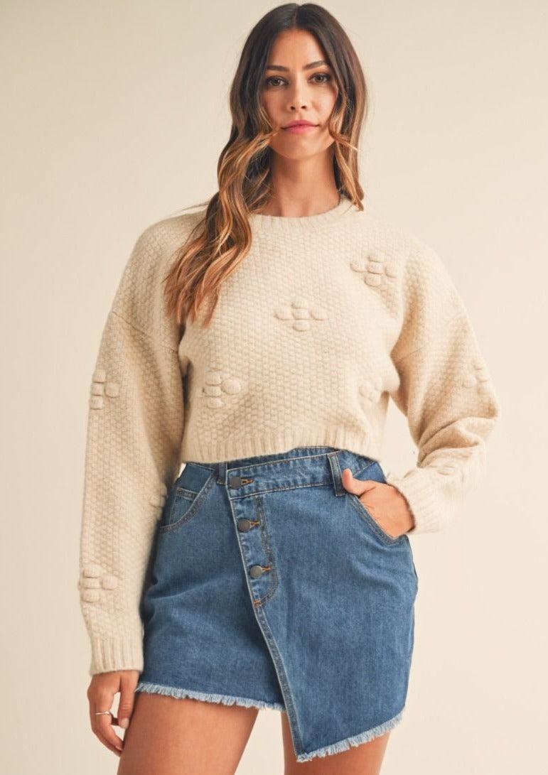 OutDazl - Cropped Cream Knit Jumper Rosie - OutDazl