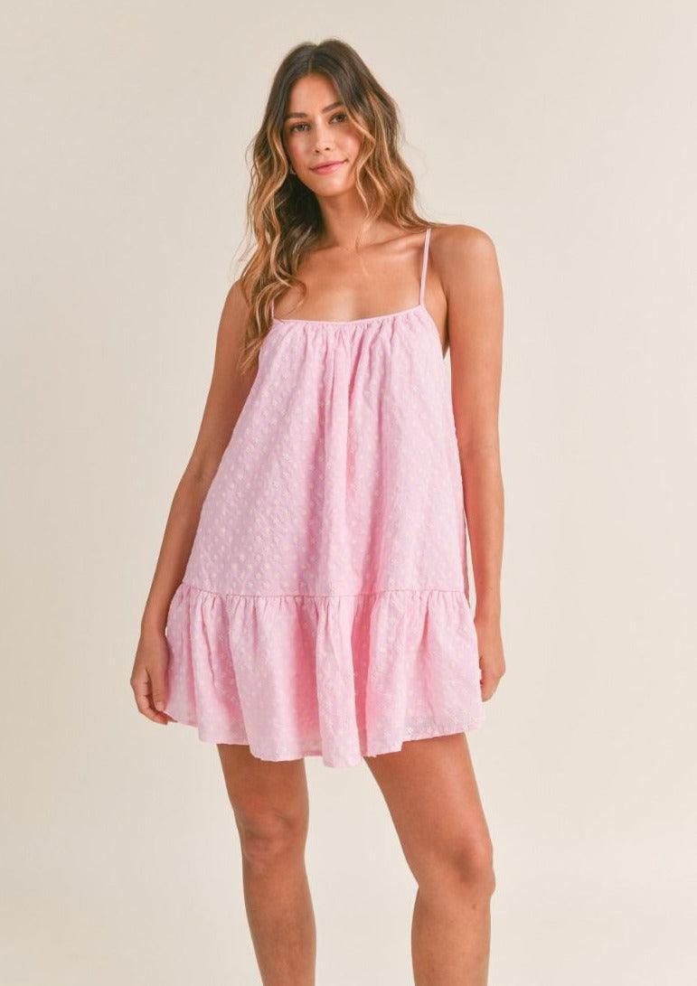 OutDazl - Embroidered Mini Dress Lily in Pink - OutDazl