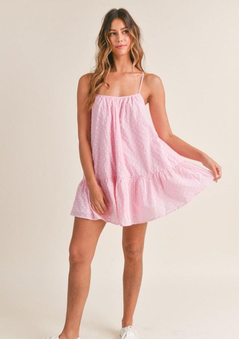 OutDazl - Embroidered Mini Dress Lily in Pink - OutDazl