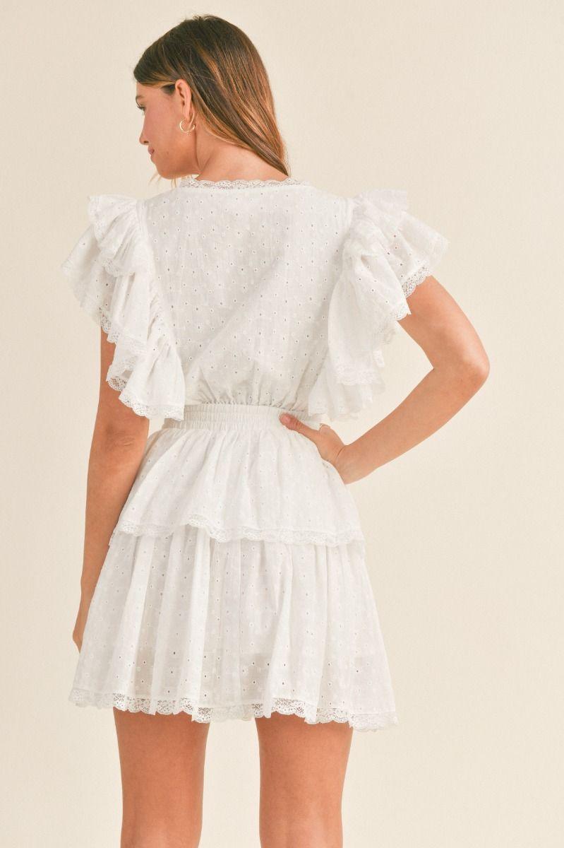 OutDazl - Embroidered Tiered Mini Dress - OutDazl