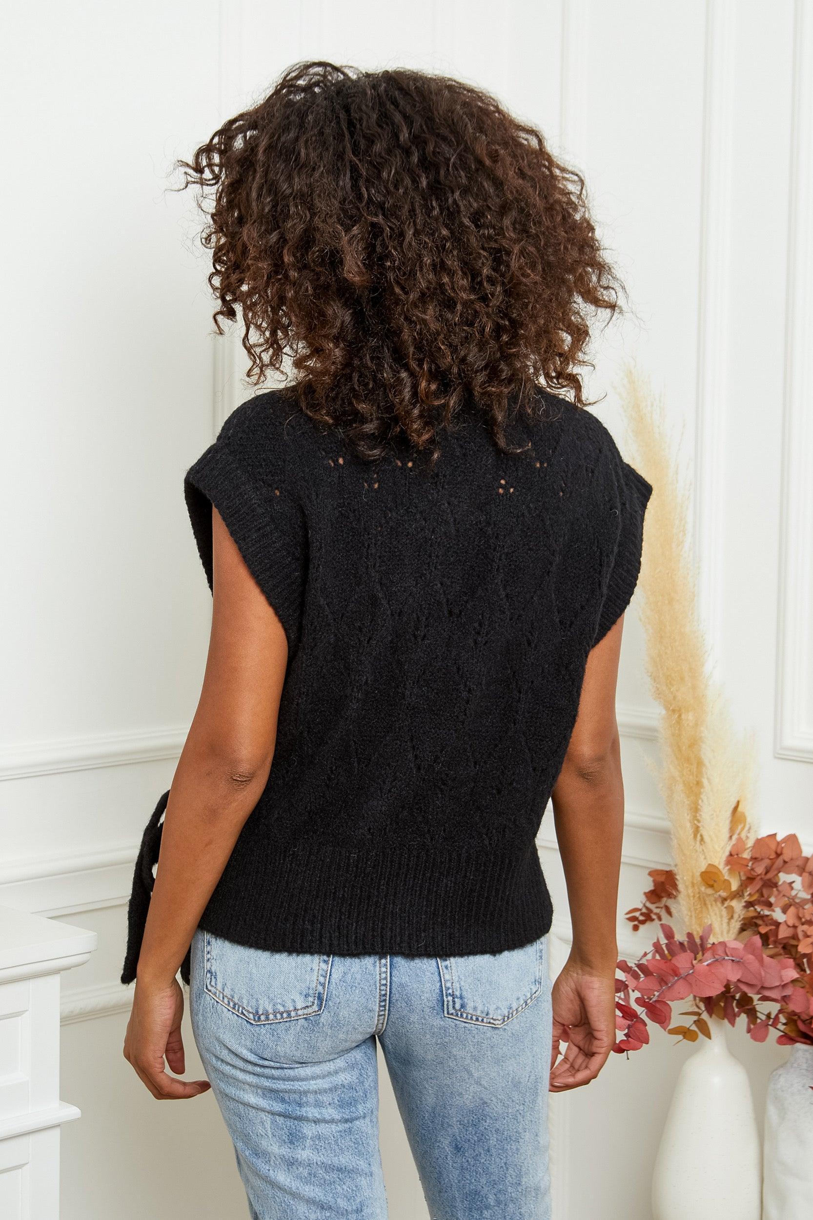 Outdazl - Emma Knit Wrap Vest in Black - OutDazl