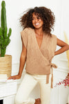 Outdazl - Emma Knit Wrap Vest in Camel - OutDazl