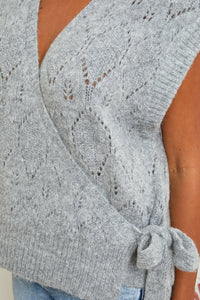 Outdazl - Emma Knit Wrap Vest in Grey - OutDazl