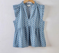 OutDazl - Frill Detail Blouse in Blue - OutDazl