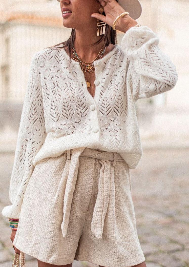 OutDazl - Knit Cardigan Mona in Cream - OutDazl