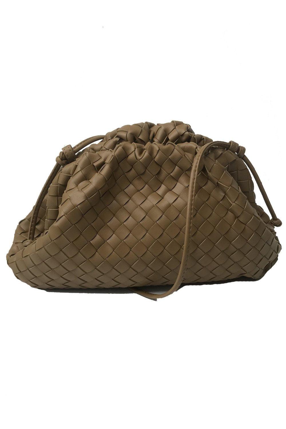 OutDazl - Large Woven Gathered Clutch in Brown - OutDazl