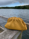 OutDazl - Large Woven Gathered Clutch in Mustard - OutDazl