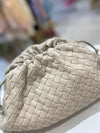 OutDazl - Large Woven Gathered Clutch in Stone - OutDazl