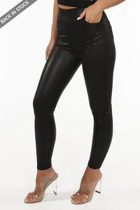 OutDazl - Leather look Jeggings in Black - OutDazl